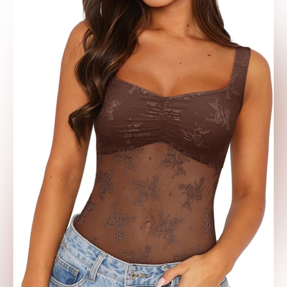 ReoRia Brown Lace Bodysuit